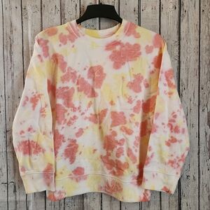 Nordstrom BP Pink Yellow Tie Dye Organic Cotton Sweatshirt Small NWT